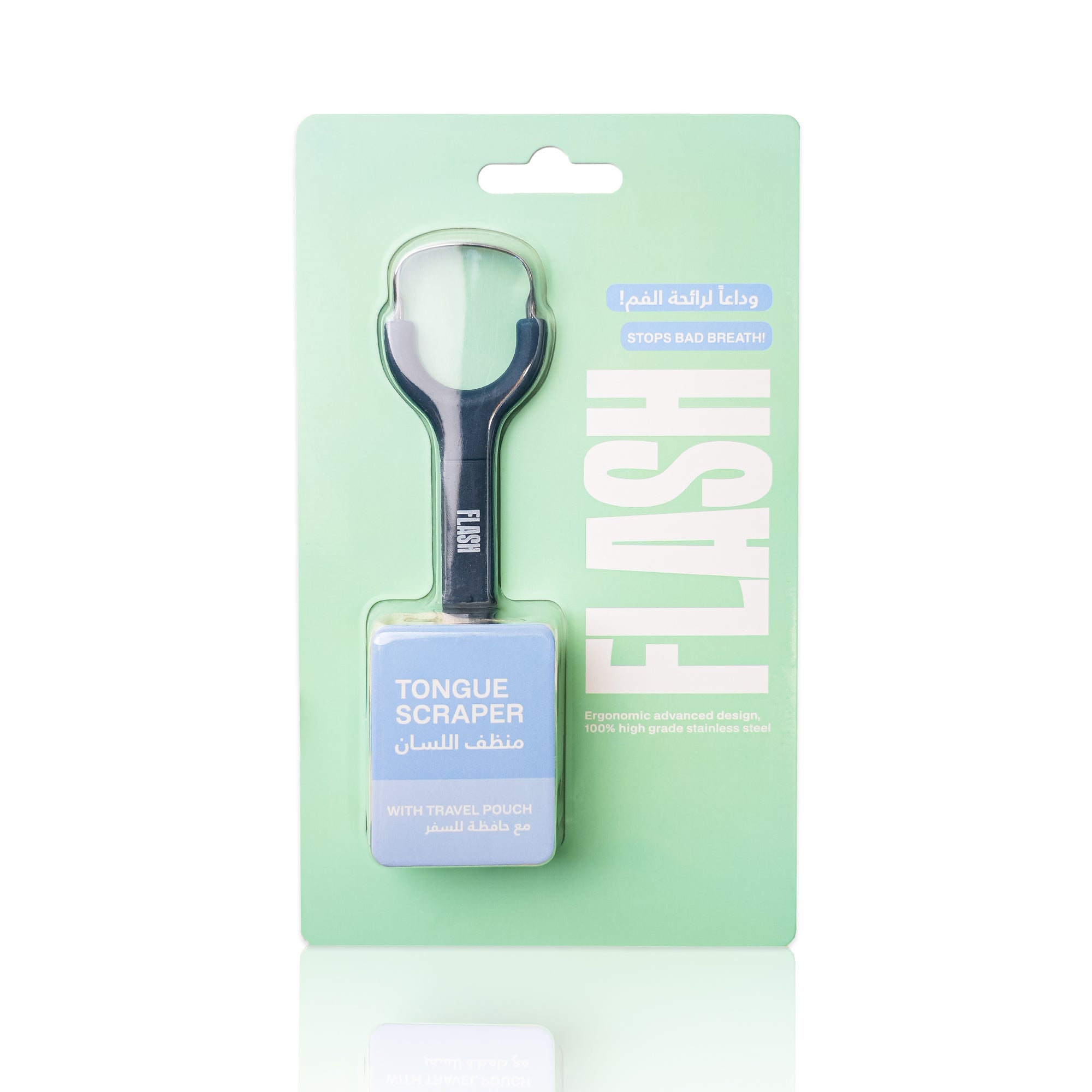 The Breath Co Clean Mint Oral Rinse + Flash Tongue Scraper Dark Blue