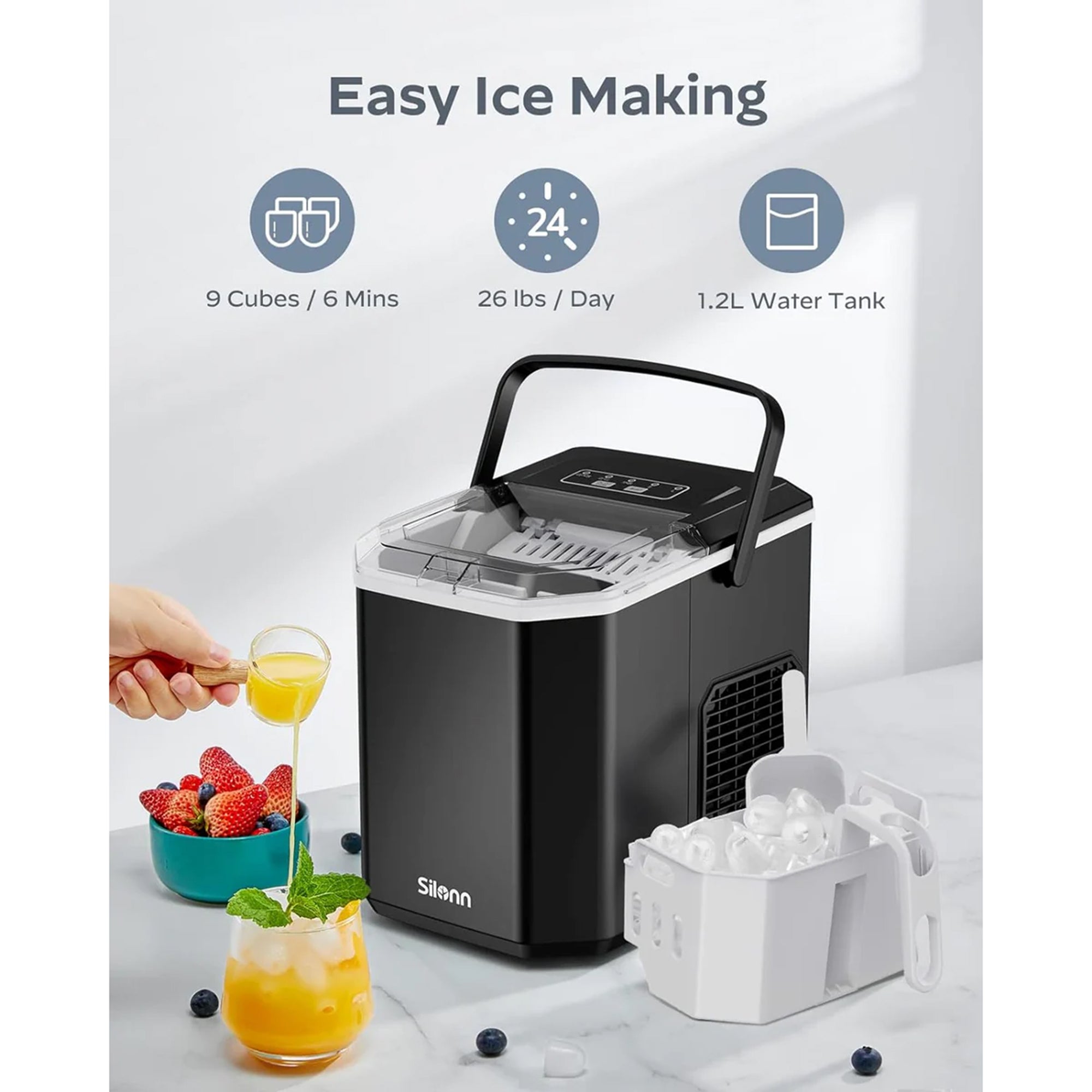 Countertop Bullet Ice Maker with Handle