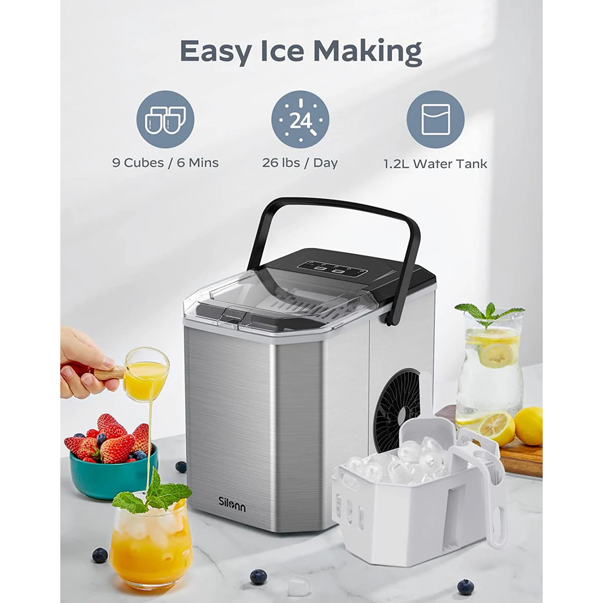 Countertop Bullet Ice Maker with Handle