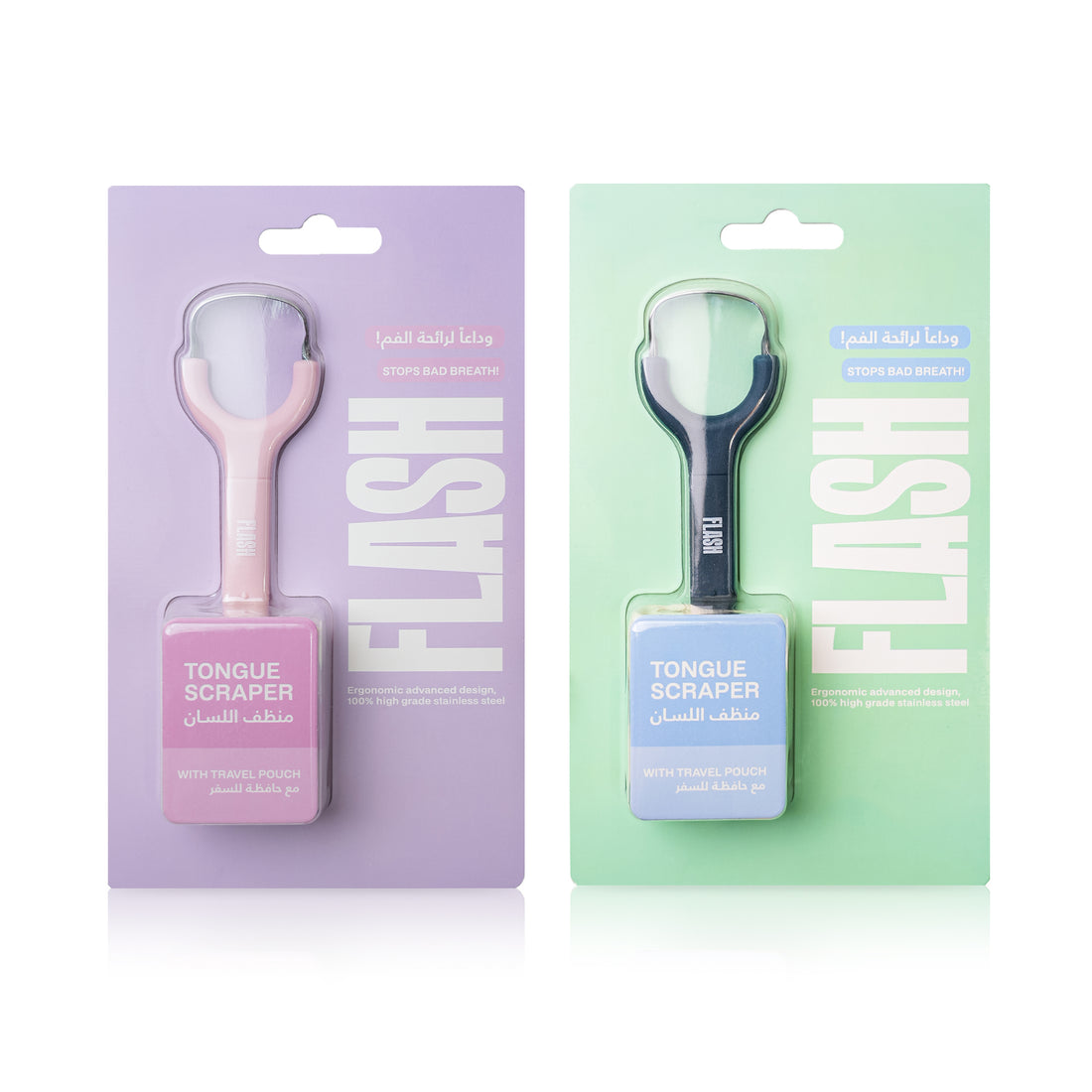2 Flash Tongue Scraper Dark Blue + Pink