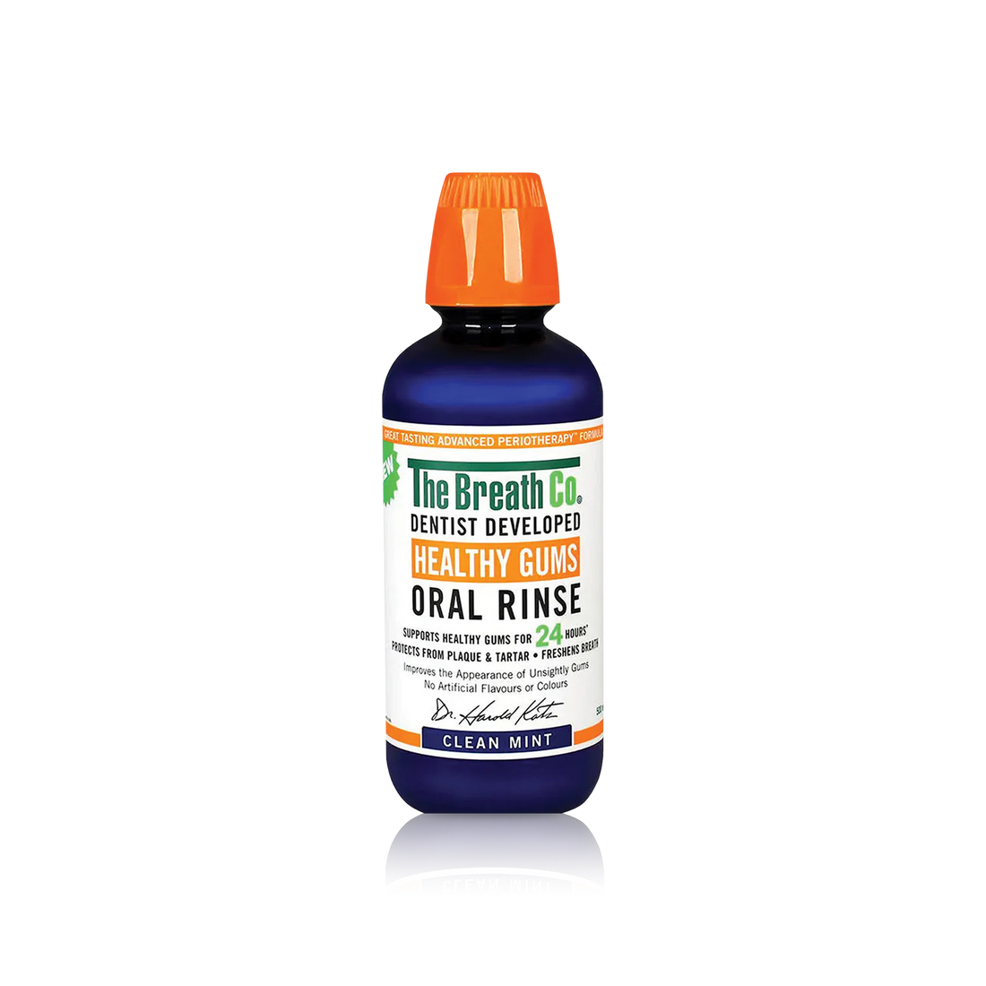 The Breath Co Clean Mint Oral Rinse + Flash Tongue Scraper Dark Blue