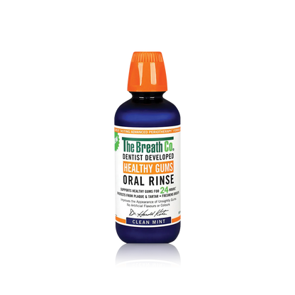 The Breath Co Clean Mint Oral Rinse + Flash Tongue Scraper Dark Blue