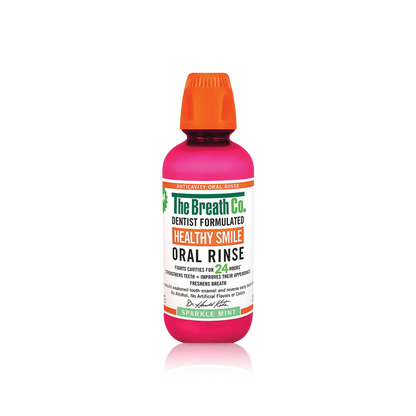 The Breath Co Sparkle Mint Oral Rinse + Flash Tongue Scraper Pink